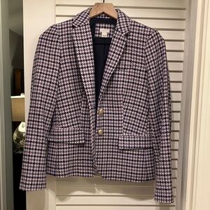 J. Crew Women's Houndstooth Blazer - Pink and Navy